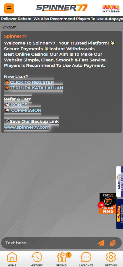 SPINNER77 - Live Chat - Rollex118