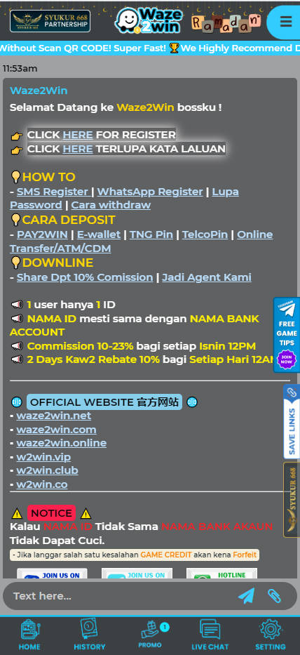 Waze2Win - Live Chat - Rollex118