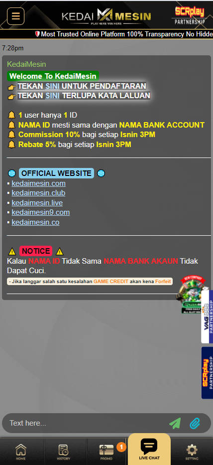KedaiMesin - Live Chat - Rollex118
